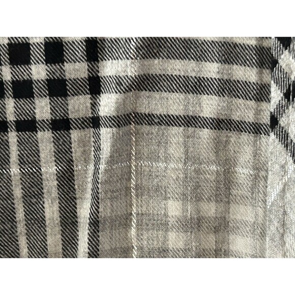 Talbots Petite MP Black Gray Metallic Plaid Long Sleeve Button Front Shirt - Picture 5 of 6